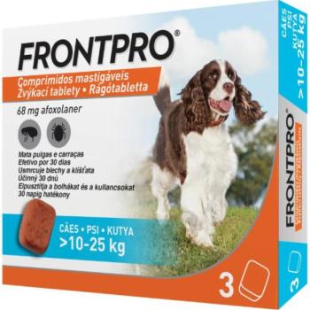 FRONTPRO Rágótabletta kutyáknak bolhák és kullancsok ellen 10-25 kg között 3x68 mg kép