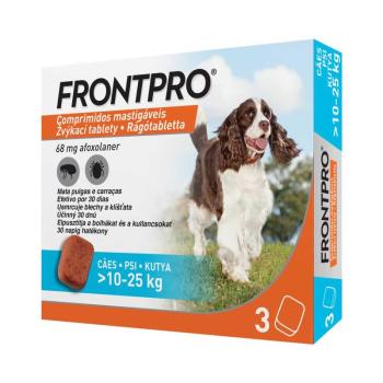 FRONTPRO® rágótabletta kutyáknak bolhák és kullancsok ellen (>10–25 kg), M-es 3 tabletta kép