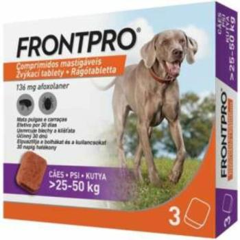 FRONTPRO Rágótabletta kutyáknak bolhák és kullancsok ellen 25-50 kg között 3x136 mg kép