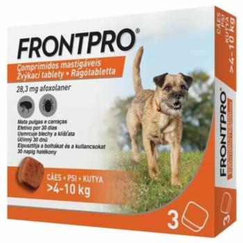 FRONTPRO Rágótabletta kutyáknak bolhák és kullancsok ellen 4-10 kg 3x28,3 mg kép