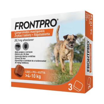 FRONTPRO® rágótabletta kutyáknak bolhák és kullancsok ellen (>4–10 kg), S-es 3 tabletta kép