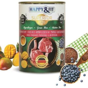 Happy&Fit Monoprotein - Fresh beef with Mango & Blueberries 400 g kép