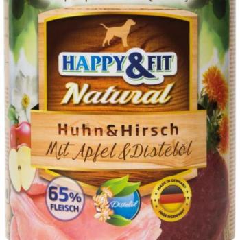 Happy&Fit Natural Dog Chicken & Venison with Apple & Saffron Oil 800 g kép