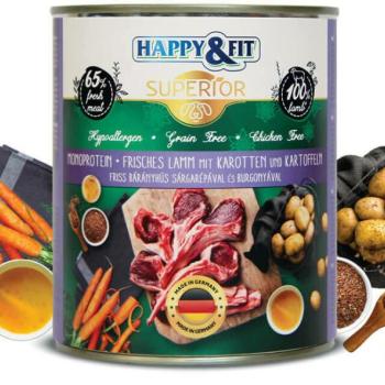 Happy&Fit Superior 100% Monoprotein Lamb with carrots and potatoes 12x400 g kép