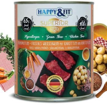 Happy&Fit Superior 100% Monoprotein Wild boar meat with Carrot and potatoes 12x400 g kép