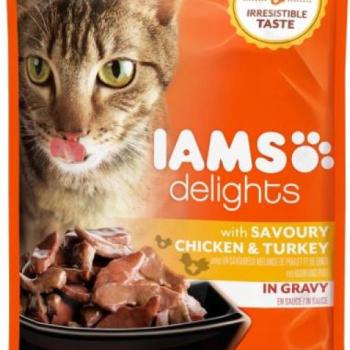 Iams Delights chicken & turkey 85 g kép