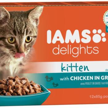 Iams Deligths Kitten with chicken in gravy 12x85 g kép