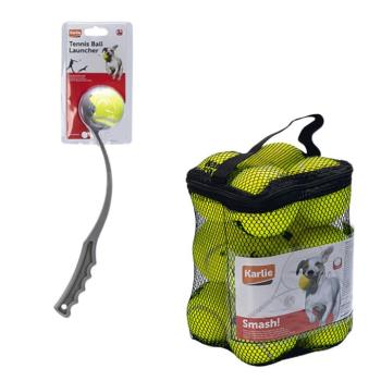 Karlie teniszlabdahajító kutyáknak játékhoz 32x6x6cm+13db teniszlabda kép