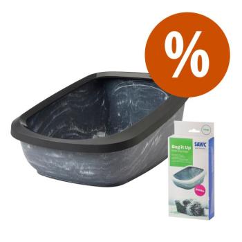 Kezdőszett: Savic Aseo Jumbo marble macska WC szürke márvány/fekete + 6 db Bag it up maalomtálca zsák kép