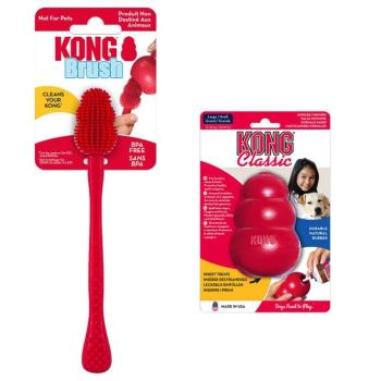 KONG Classic L (10 cm) + KONG tisztítókefe kutyajáték kép