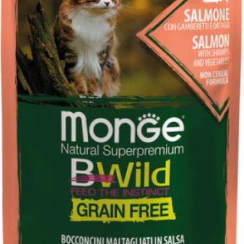 Monge BWild Grain Free Sterilised salmon with shrimps & vegetables 85 g kép