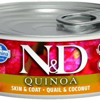 N&D Adult Quinoa Skin & Coat quail & coconut tin 80 g kép