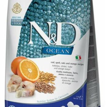 N&D Ocean Adult Medium & Maxi cod, oats, spelled & orange 12 kg kép
