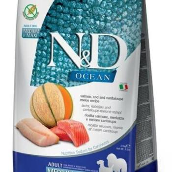 N&D Ocean Adult Medium&Maxi salmon, cod, & cantaloupe melon 2,5 kg kép