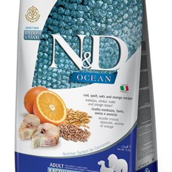 N&D Ocean Dog Adult Medium & Maxi Codfish, Spelt, Oats & Orange 2,5 kg kép