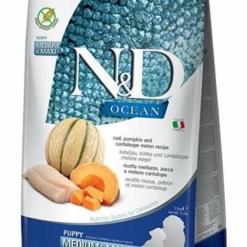 N&D Ocean Puppy Medium & Maxi Codfish, pumpkin and cantaloupe melon 12 kg kép