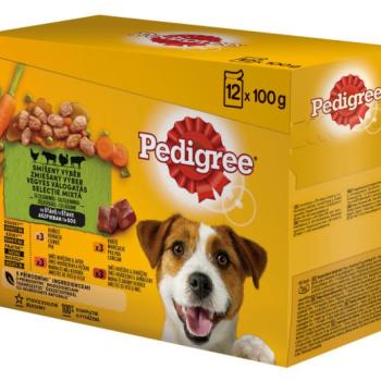 Pedigree alutasakos eledel csirkével és zöldséggel, marhával és zöldséggel, pulykával és sárgarépával, marhával és nyúllal 12 x 100 g kép