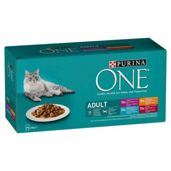 Purina ONE Adult nedves macskaeledel csirkével, marhával, báránnyal, tengeri hallal 40 x 85 g kép