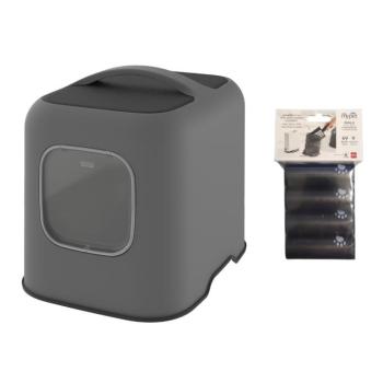 Rotho MyPet BIALA macska wc antracit +4 tekercs macskapiszok zacskó szettben kép