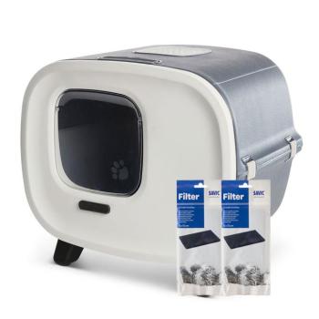 Savic Mira macska WC - Kezdő szett: macska WC szürke/fehér + 4 db szűrő kép