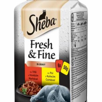 Sheba Fresh & Fine beef & chicken in gravy 6x50 g kép