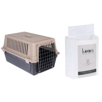 TIAKI Luna szállítóbox kutyáknak+15db kooa illatosított kölyökbetét utazáshoz szettben kép