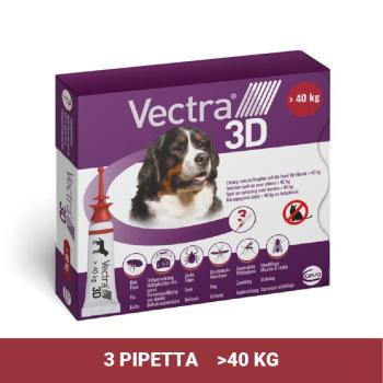 Vectra 3D rácsepegtető oldat kutyáknak 3 x 8,0 ml pipetta nagytestű kutyáknak (>40 kg, piros) kép