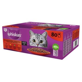 Whiskas klasszikus tasakos eledel válogatás felnőtt macskák számára 80 x 85 g kép