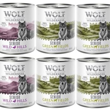 Wolf of Wilderness Senior - Vegyes csomag 6 x 800 g - 4x bárány & csirke, 2x kacsa & borjú kép