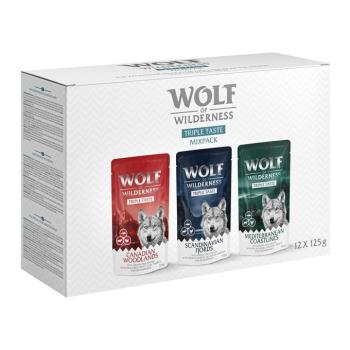 Wolf of Wilderness "Triple Taste" gazdaságos csomag 24 x 125 g - 24 x 125 g Vegyes csomag: Canadian Woodlands, Scandinavian Fjords, Mediterranean Coastlines kép