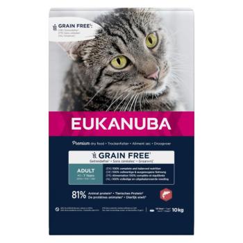10kg Eukanuba Adult Grain Free Grain Free lazac száraz macskatáp kép