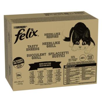 120x80g Felix Tasty Shreds  Succulent Grill vegyes válogatás szószban nedves macskatáp kép