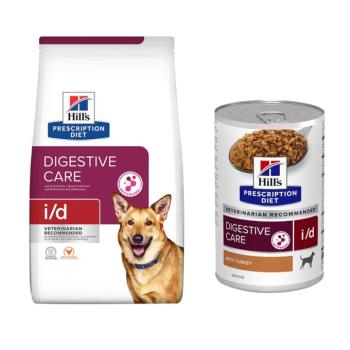 12kg+ 3x370g  Hill's Prescription Diet hozzáillő nedvestáp ingyen! száraz kutyatáp - i/d Digestive Care csirke kép