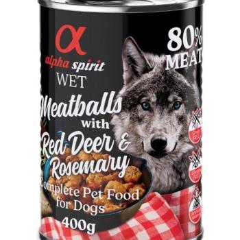 12x400g alpha spirit Dog Meatballs Gímszarvas & rozmaring nedves kutyatáp kép