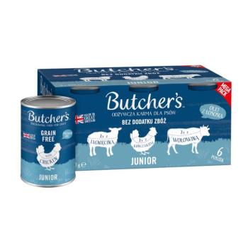 12x400g Butcher's Original Junior gabonamentes nedves kutyatáp vegyes csomagban 3 változattal kép