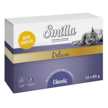 12x85g Smilla Deluxe falatok szószban csirke, cukkini & sárgarépa nedves macskatáp kép