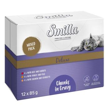 12x85g Smilla Deluxe tasakos zöldséges falatok szószban nedves macskatáp kép