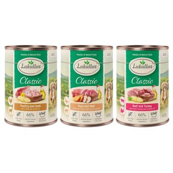 24x400g Lukullus Naturkost nedves kutyatáp Adult mix 1 gabonamentes (3 változattal) kép