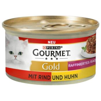 24x85g Gourmet Gold rafinált ragu Duo csirke & marha nedves macskatáp kép