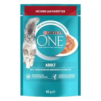 26x85g PURINA ONE Adult marha & sárgarépa nedves macskatáp kép