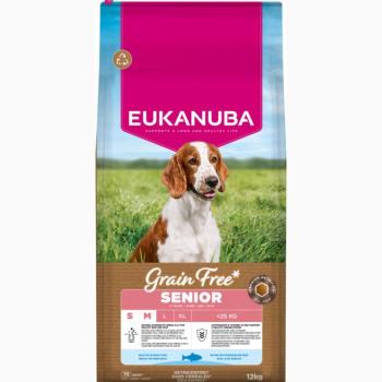 2x12kg Eukanuba Grain Free Senior Small & Medium tengeri hal száraz kutyatáp kép