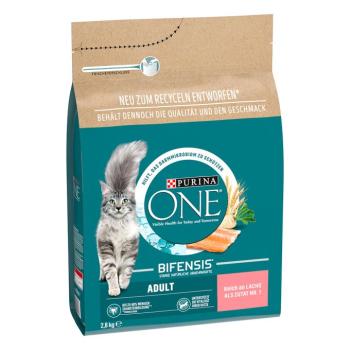 2x2.8kg PURINA ONE Adult lazac & teljes kiőrlésű gabona száraz macskatáp akciósan kép