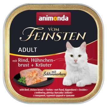 32x100g animonda vom Feinsten Adult Ínyenc töltelék marha, csirkemell & gyógynövények nedves macskatáp kép