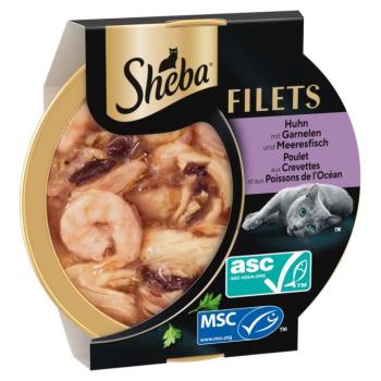 32x60g Sheba finom filék csirke & garnéla étrend-kiegészítő eledel macskáknak kép