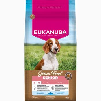 3kg Eukanuba Grain Free Senior Small & Medium tengeri hal száraz kutyatáp kép