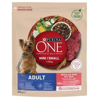 3x800g PURINA ONE Mini Mini Adult marha & rizs száraz kutyatáp kép