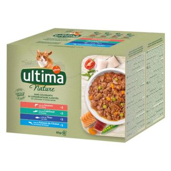 48x 85g Ultima Nature Halválaszték (lazac, tonhal, óceáni hal, tőkehal) nedves macskaeledel kép