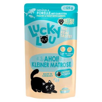 48x125g Lucky Lou Kitten Szárnyas & pisztráng nedves macskatáp kép