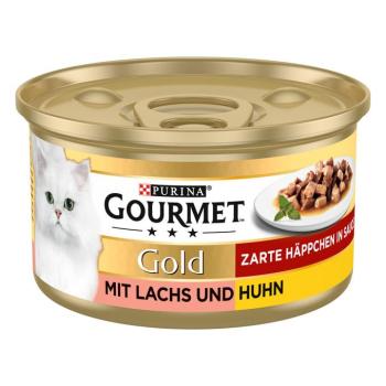 48x85g Gourmet Gold Omlós falatok lazac & csirke nedves macskatáp 36+12 ingyen kép