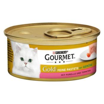 48x85g Gourmet Gold Paté pisztráng & paradicsom nedves macskatáp 36+12 ingyen kép